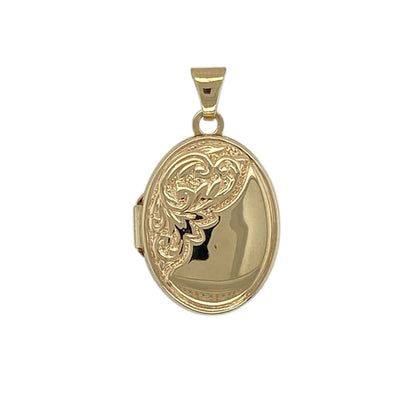 9ct Gold Patterned Oval Locket