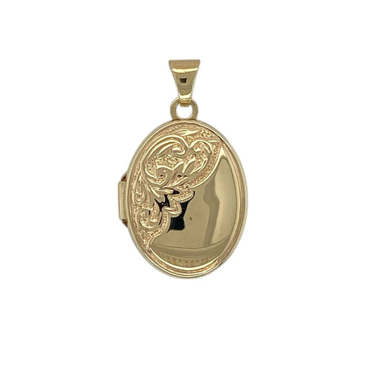 9ct Gold Patterned Oval Locket