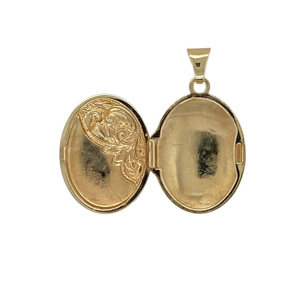 9ct Gold Patterned Oval Locket