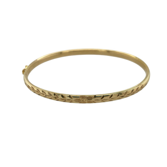 9ct Gold Patterned Hinged Bangle