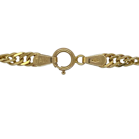 Add a bold and elegant piece to your jewellery collection with this pre-owned 9ct yellow gold 18" Singapore chain, combining fluid movement with eye-catching shine—perfect for everyday wear or special occasions.

Design: The chain features a classic Singapore link design, known for its twisted and faceted structure that creates a flowing, shimmering effect with movement.
Material: Made from 9-carat yellow gold, it has a polished finish that enhances its warm tone and reflective quality.