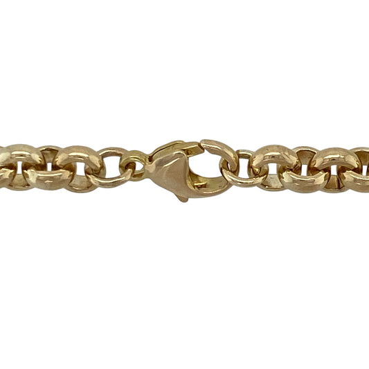 Make a bold and timeless statement with this pre-owned 9ct yellow gold solid 20" belcher chain, combining classic styling with a substantial and eye-catching presence—perfect for everyday wear or standout occasions.

Design: The chain features a traditional belcher link design, with uniform round links that create a strong and classic look.
Material: Made from 9-carat yellow gold, it has a polished finish that enhances its rich, warm tone and solid appearance.