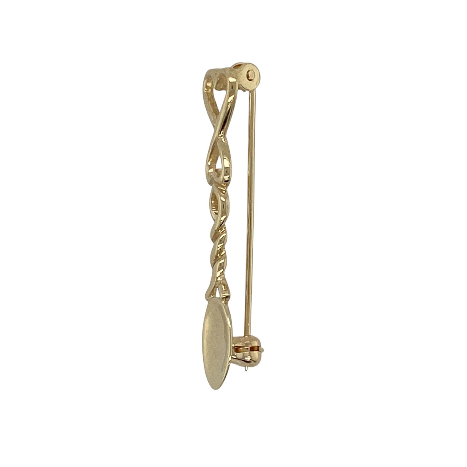 Add a charming and meaningful piece to your jewellery collection with this pre-owned 9ct yellow gold heart twist Welsh lovespoon brooch, rich in tradition and symbolism—perfect for gifting or adding a unique touch to any outfit.

Design: The brooch features a traditional Welsh lovespoon design with a heart and twist detail, symbolising love, commitment, and unity in a beautifully decorative form.