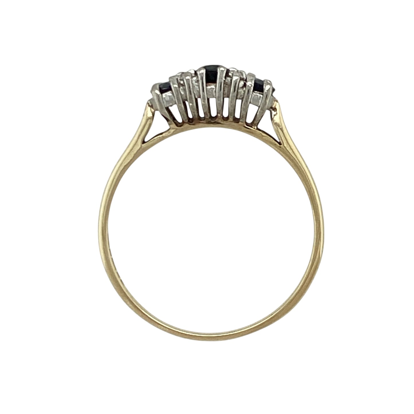 9ct Gold Diamond & Sapphire Set Trilogy Ring