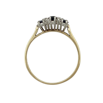 9ct Gold Diamond & Sapphire Set Trilogy Ring