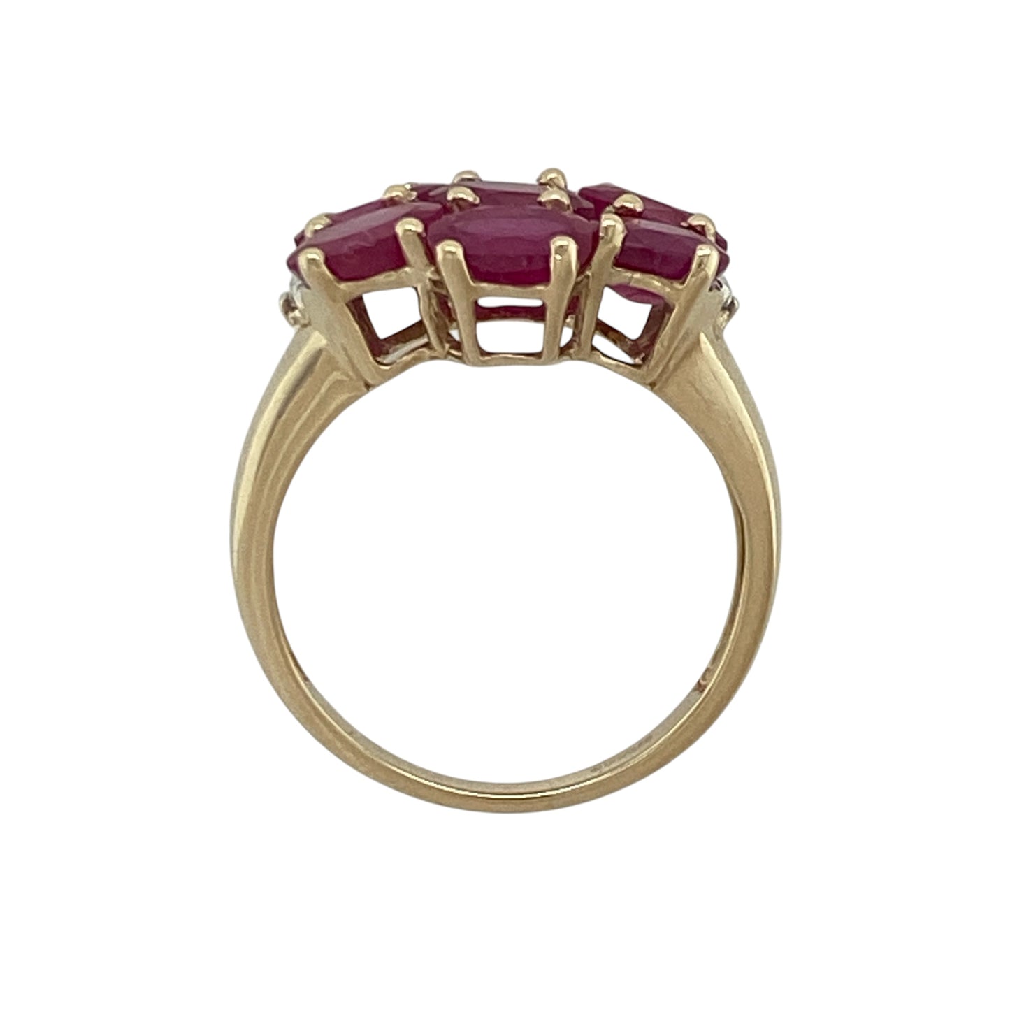 9ct Gold Diamond & Ruby Set Cluster Ring