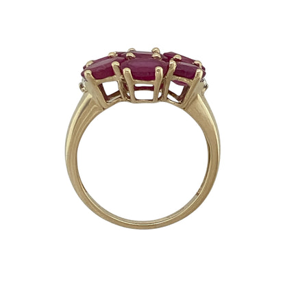 9ct Gold Diamond & Ruby Set Cluster Ring