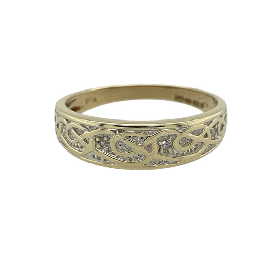 9ct Gold & Diamond Set Celtic Band Ring