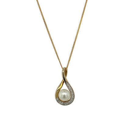 9ct Gold Diamond & Pearl Set 20" Necklace