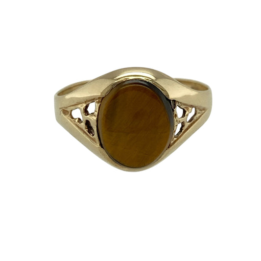 9ct Gold & Tiger's Eye Oval Signet Ring