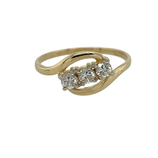 9ct Gold & Cubic Zirconia Set Trilogy Twist Ring