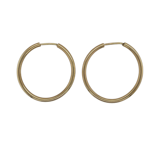 9ct Gold Plain Sleeper Hoop Earrings