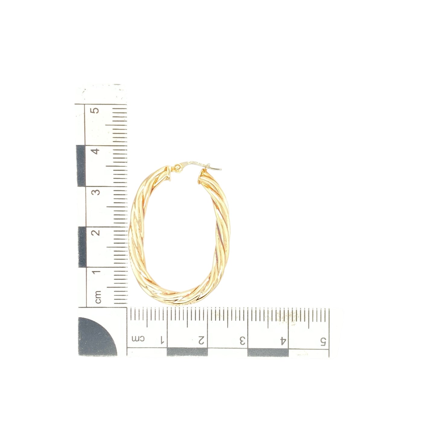 9ct Gold Twisted Oval Creole Earrings