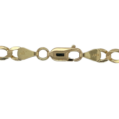 Add a bold and timeless piece to your jewellery collection with this pre-owned 9ct yellow gold 19" curb chain, combining classic design with a strong and eye-catching presence—perfect for everyday wear or standout styling.

Design: The chain features a traditional curb link style, with smooth, interlocking links that create a clean and enduring look.
Material: Made from 9-carat yellow gold, it has a polished finish that enhances its warm tone and classic appeal.