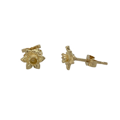 9ct Gold Welsh Daffodil Stud Earrings