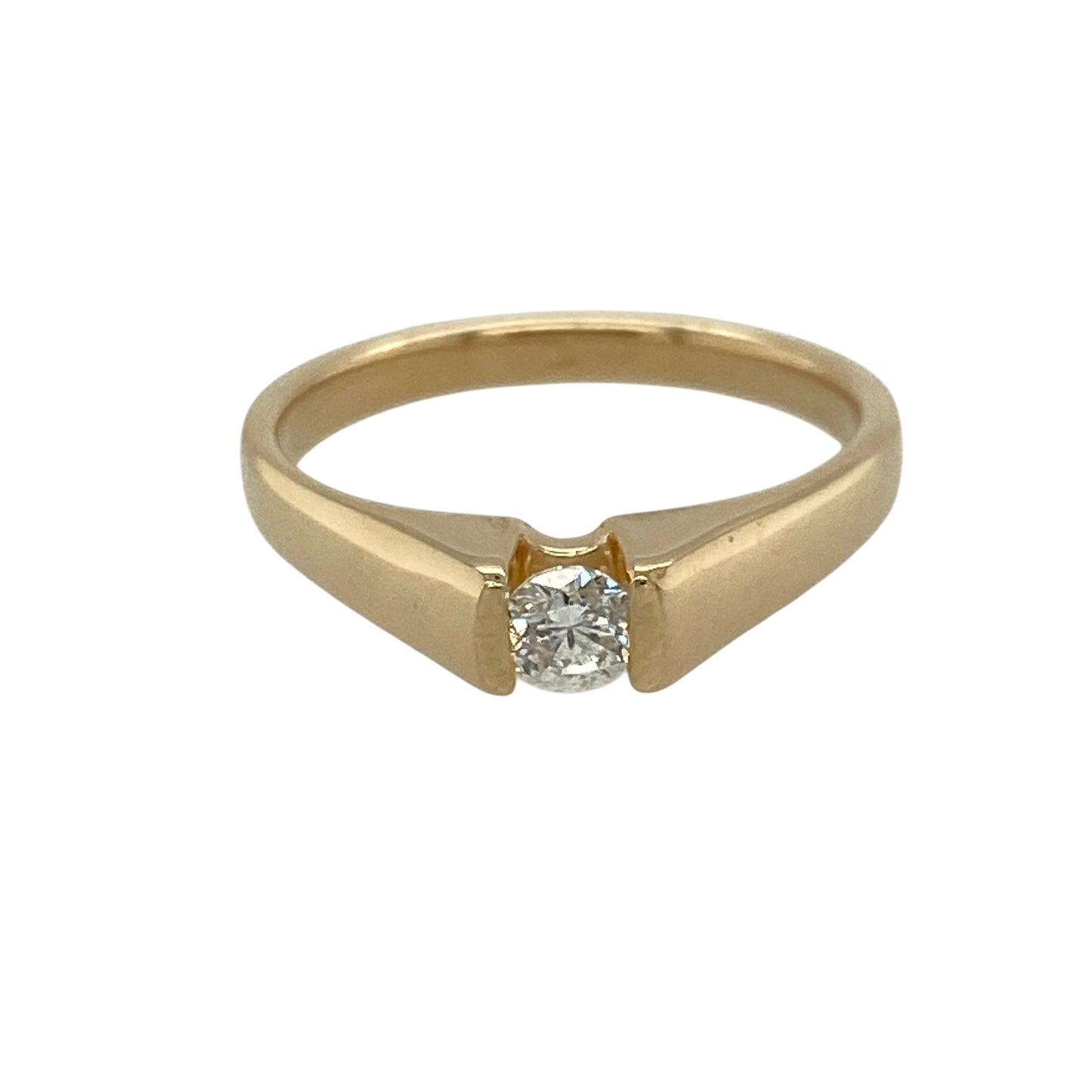 14ct Gold & Diamond Set Solitaire Ring