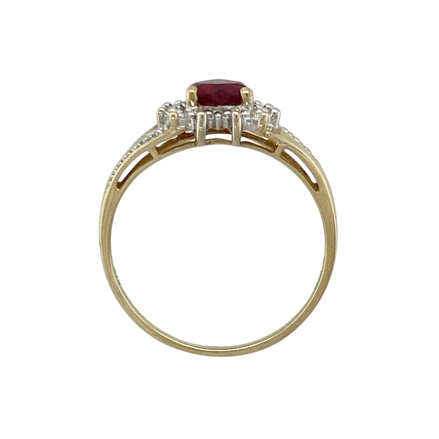 9ct Gold Diamond & Ruby Set Heart Cluster Ring