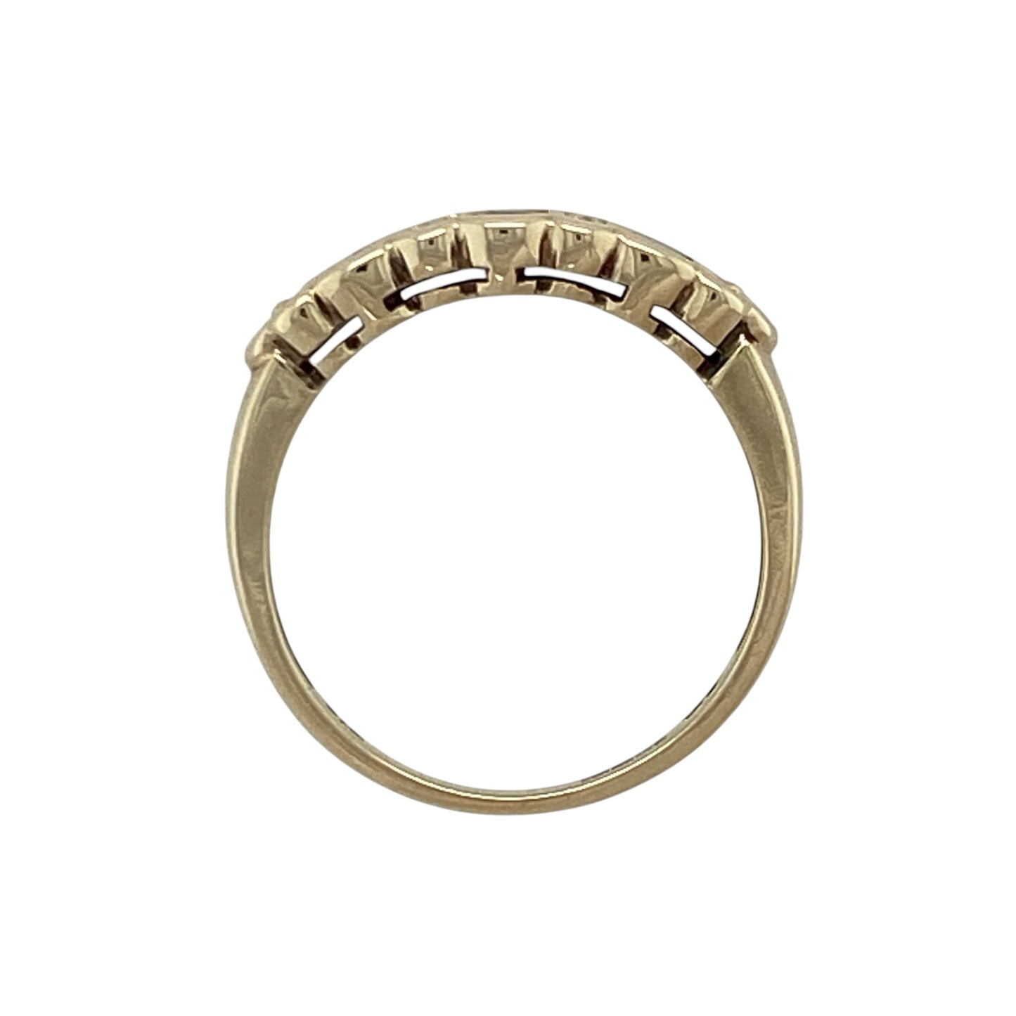 9ct Gold Diamond & Sapphire Set Trilogy Band Ring