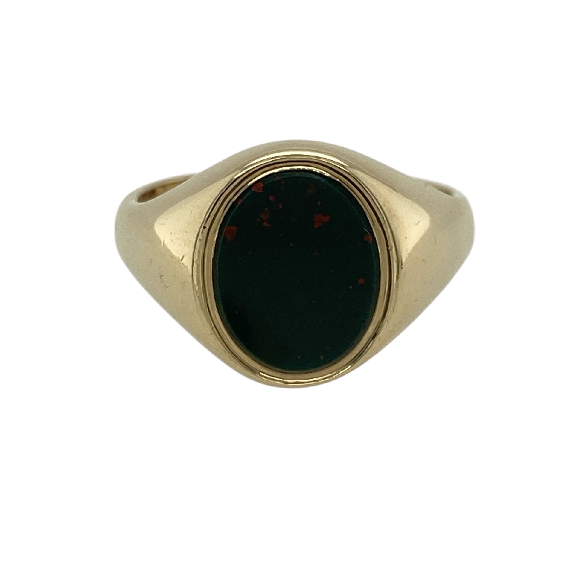 9ct Gold & Bloodstone Set Oval Signet Ring