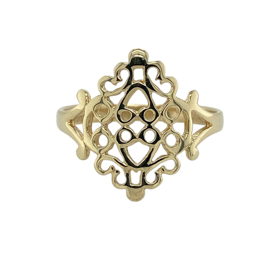 9ct Gold Open Filigree Style Design Ring