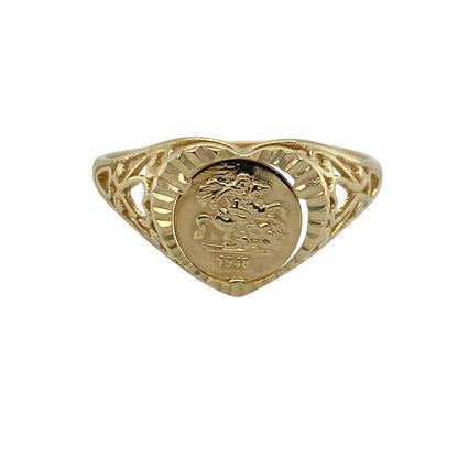 9ct Gold George and the Dragon Heart Signet Ring