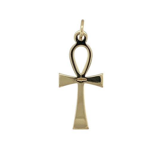 Add a meaningful and distinctive piece to your jewellery collection with this pre-owned 9ct yellow gold ankh pendant, symbolising life and eternity—perfect for everyday wear or as a thoughtful gift.

Design: The pendant features the iconic ankh symbol, an ancient Egyptian emblem representing life and immortality, with a clean and timeless shape.
Material: Made from 9-carat yellow gold, it has a polished finish that enhances its warm tone and classic appeal.