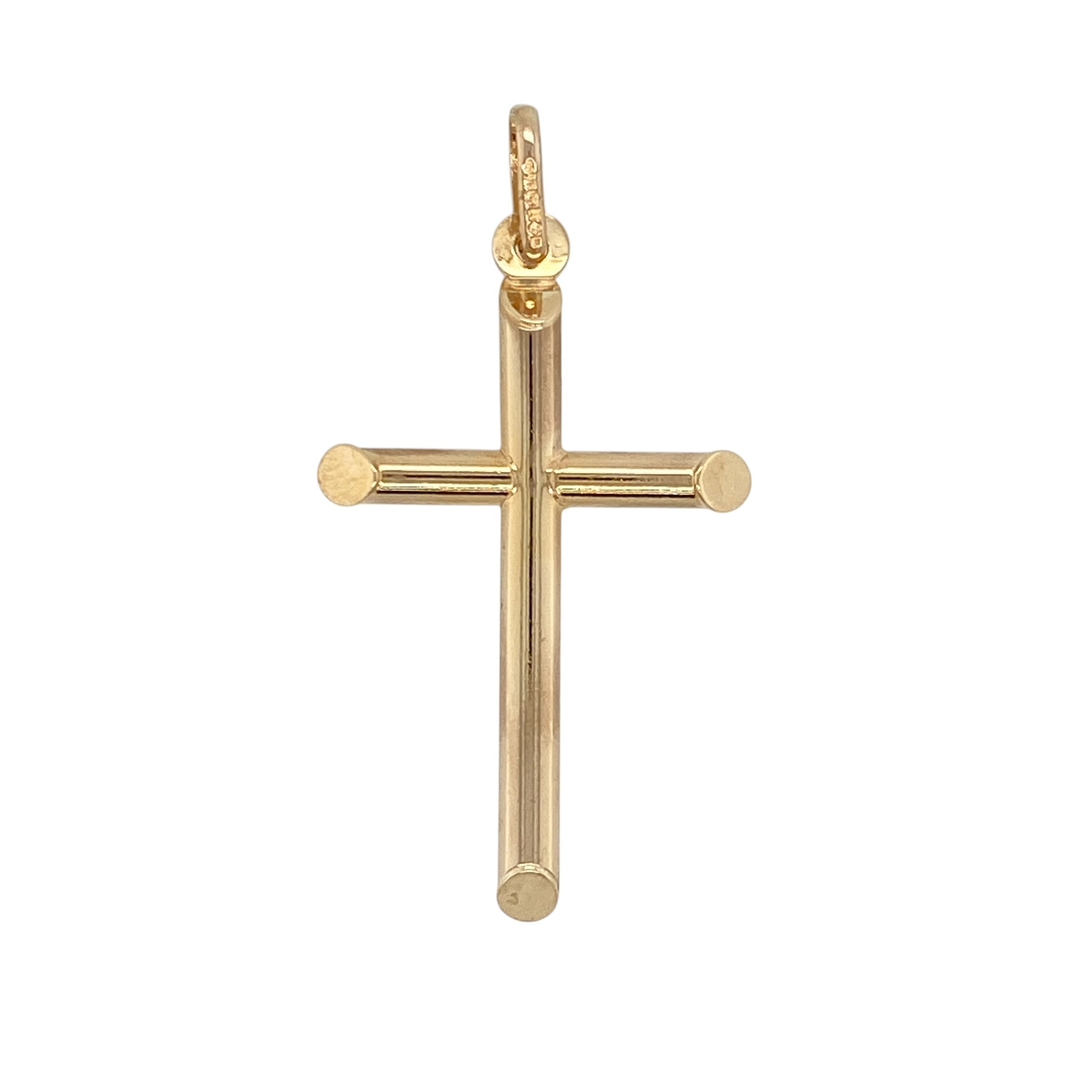 9ct Gold Plain Tube Cross Pendant