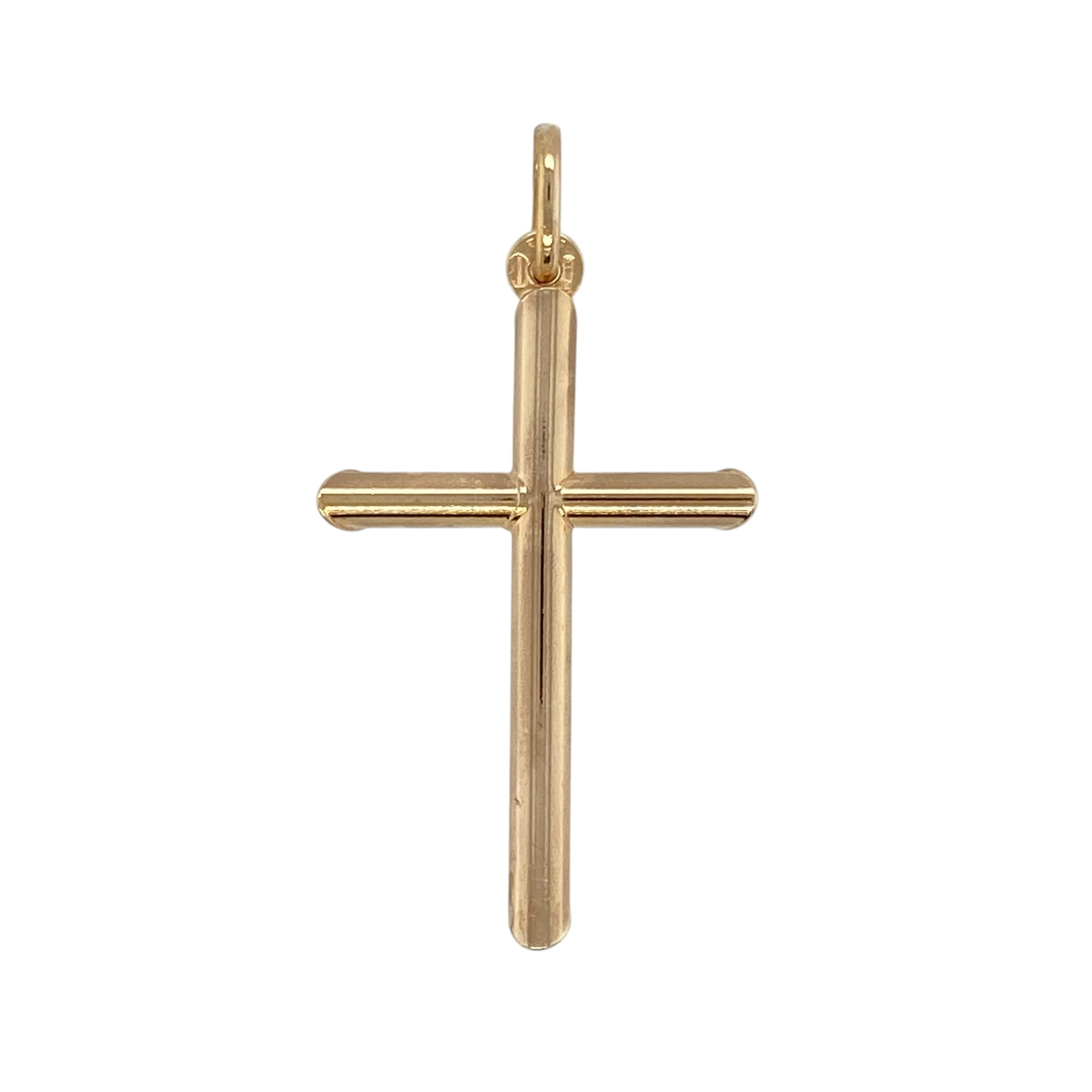 Add a modern and meaningful piece to your jewellery collection with this pre-owned 9ct yellow gold plain tube cross pendant, combining classic symbolism with a sleek design—perfect for everyday wear or as a thoughtful gift.

Design: The pendant features a contemporary tube-style cross design, with smooth rounded edges creating a clean and minimal look.
Material: Made from 9-carat yellow gold, it has a polished finish that enhances its warm tone and modern appeal.