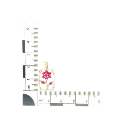 9ct Gold & Ruby Set Flower Pendant