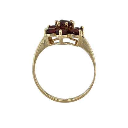 9ct Gold & Garnet Set Flower Cluster Ring
