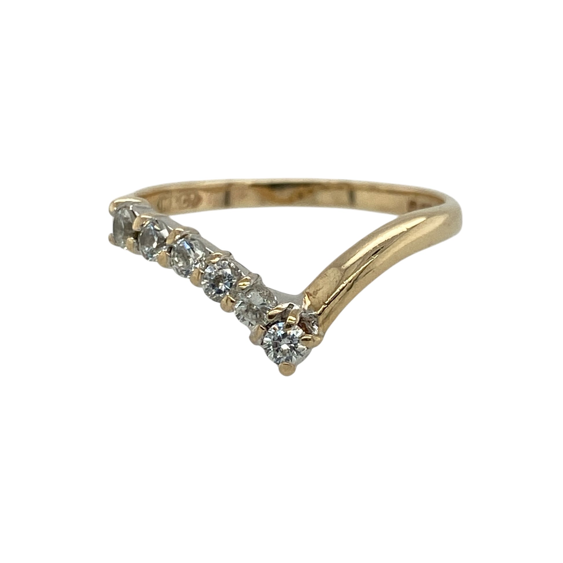 9ct Gold & Cubic Zirconia Set Wishbone Ring