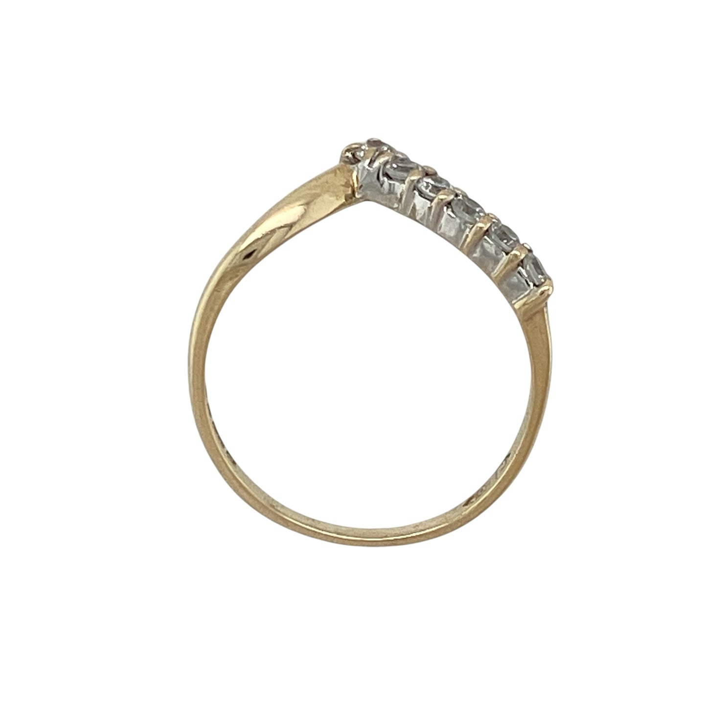 9ct Gold & Cubic Zirconia Set Wishbone Ring