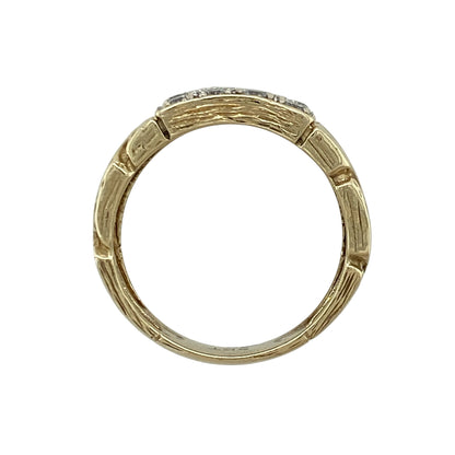 9ct Gold & Cubic Zirconia Set Curb Style Signet Ring