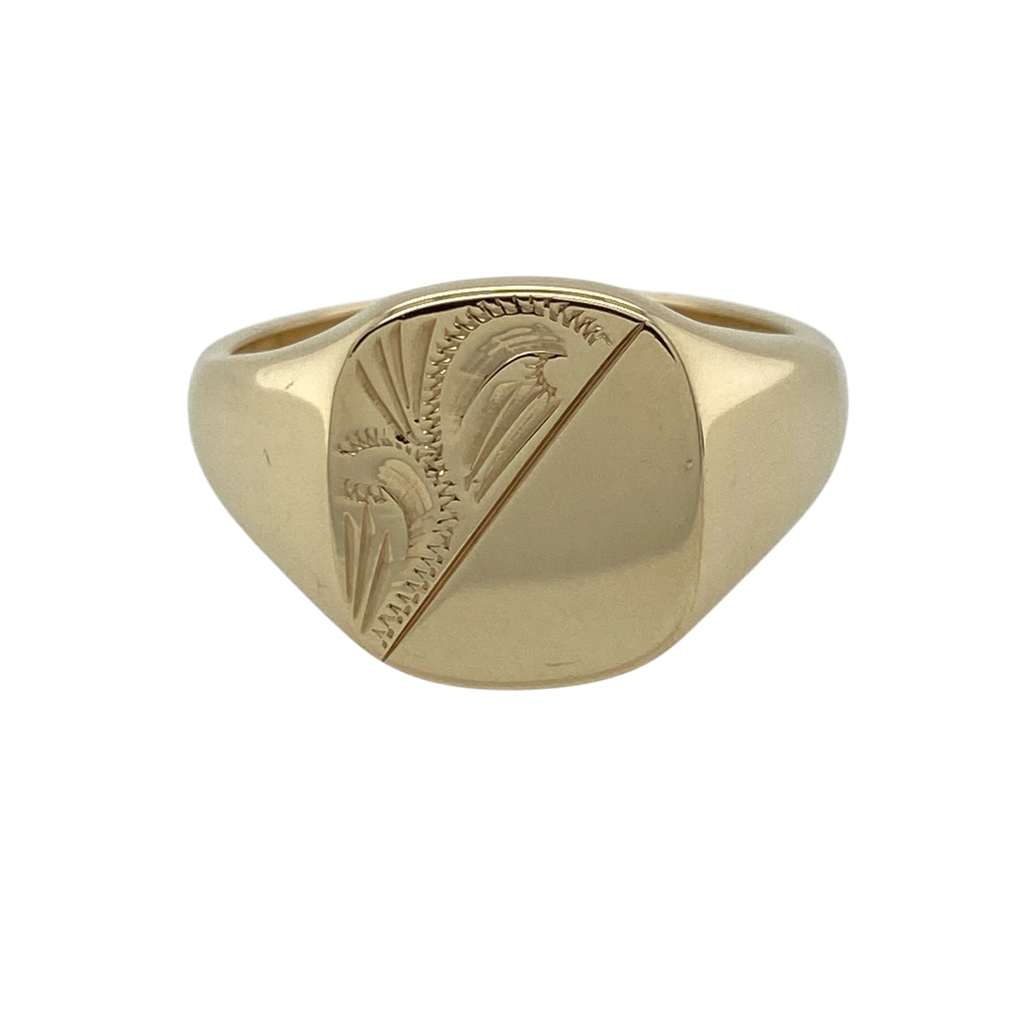 9ct Gold Patterned Rectangle Signet Ring