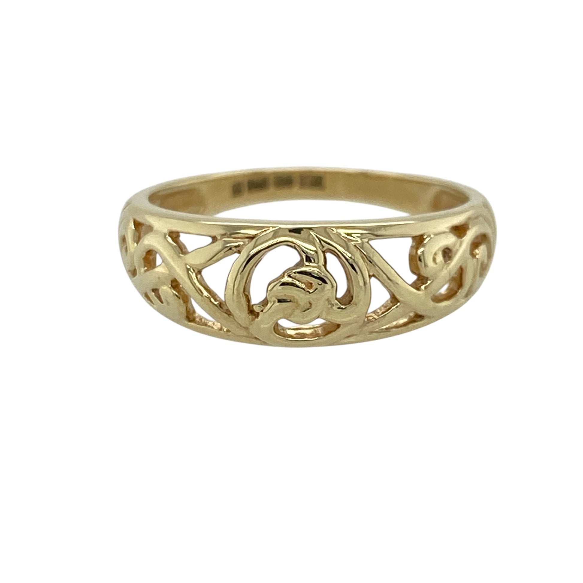 9ct Gold Celtic Tree of Life Style Rounded Band Ring