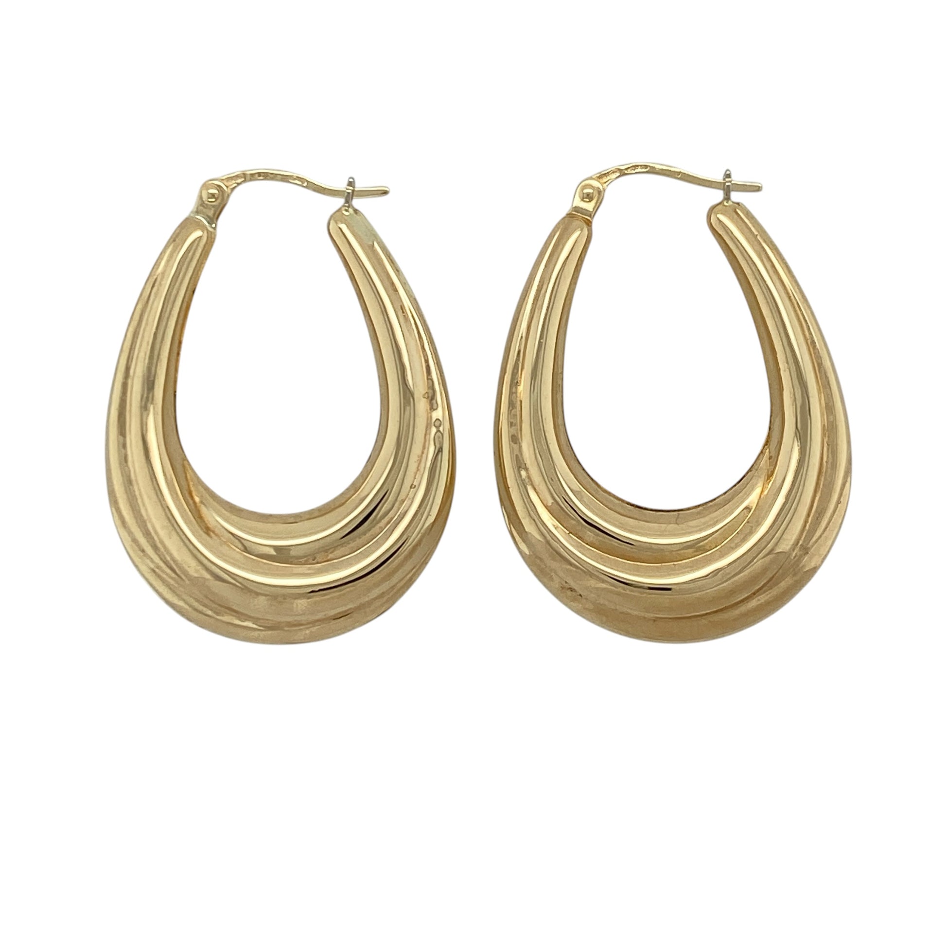 9ct Gold Twisted Oval Creole Earrings