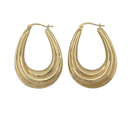 9ct Gold Twisted Oval Creole Earrings