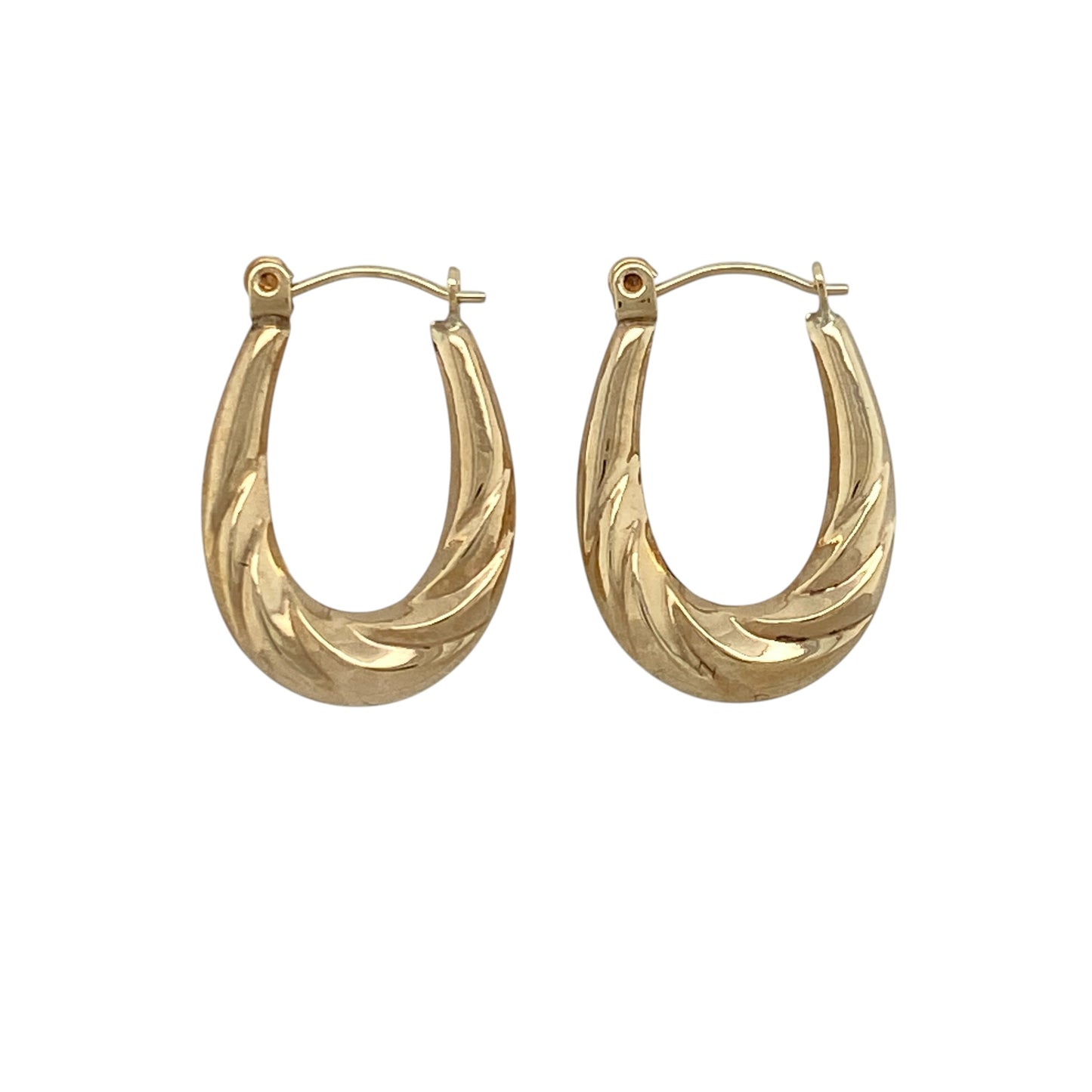 9ct Gold Small Twisted Oval Creole Earrings