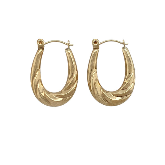 9ct Gold Small Twisted Oval Creole Earrings