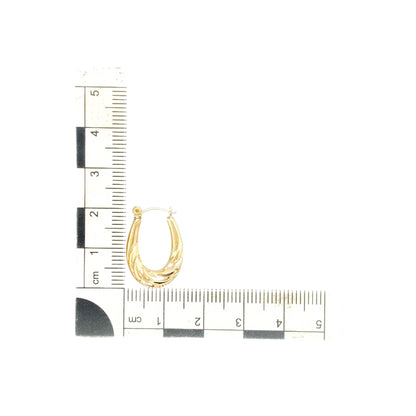 9ct Gold Small Twisted Oval Creole Earrings