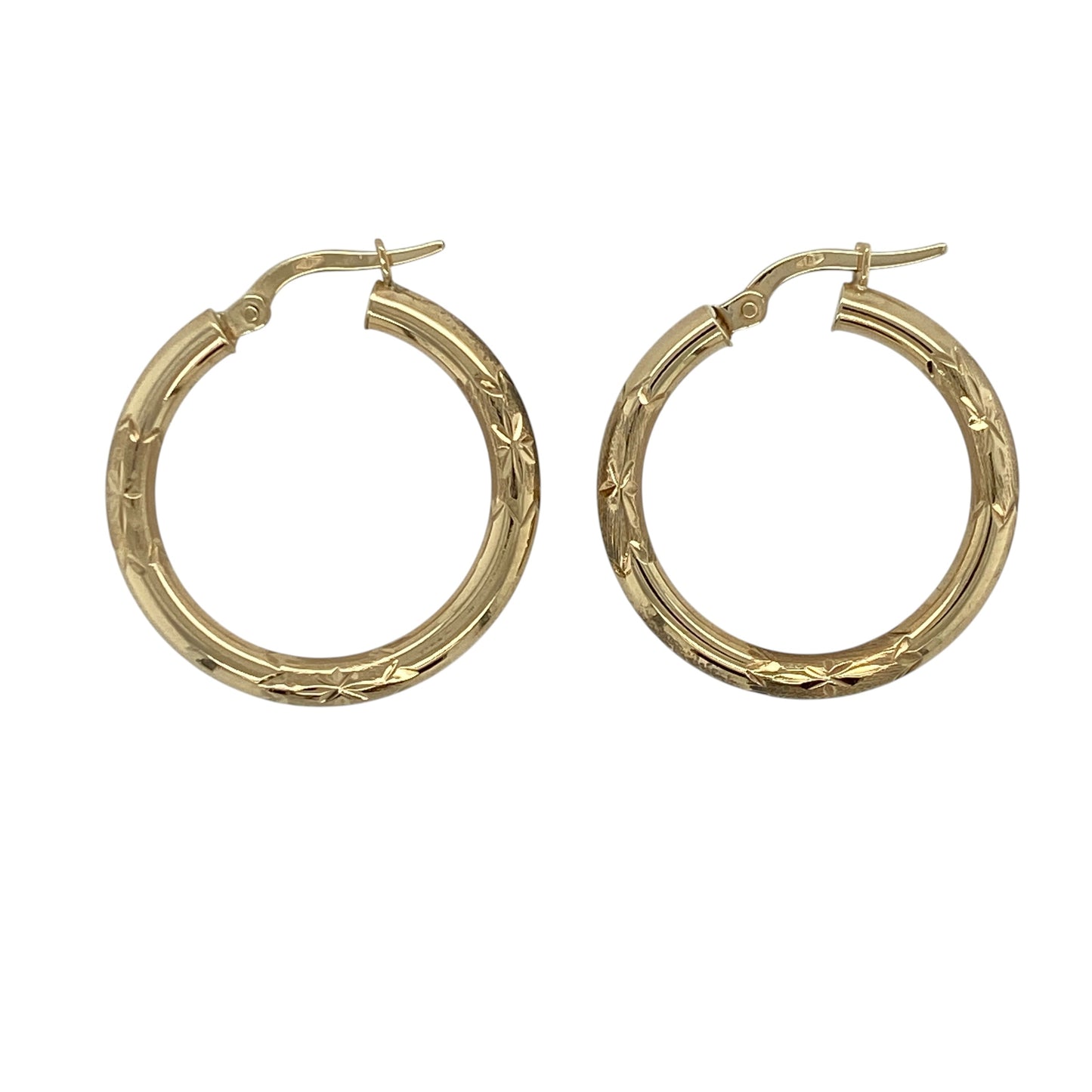 9ct Gold Patterned Hoop Creole Earrings