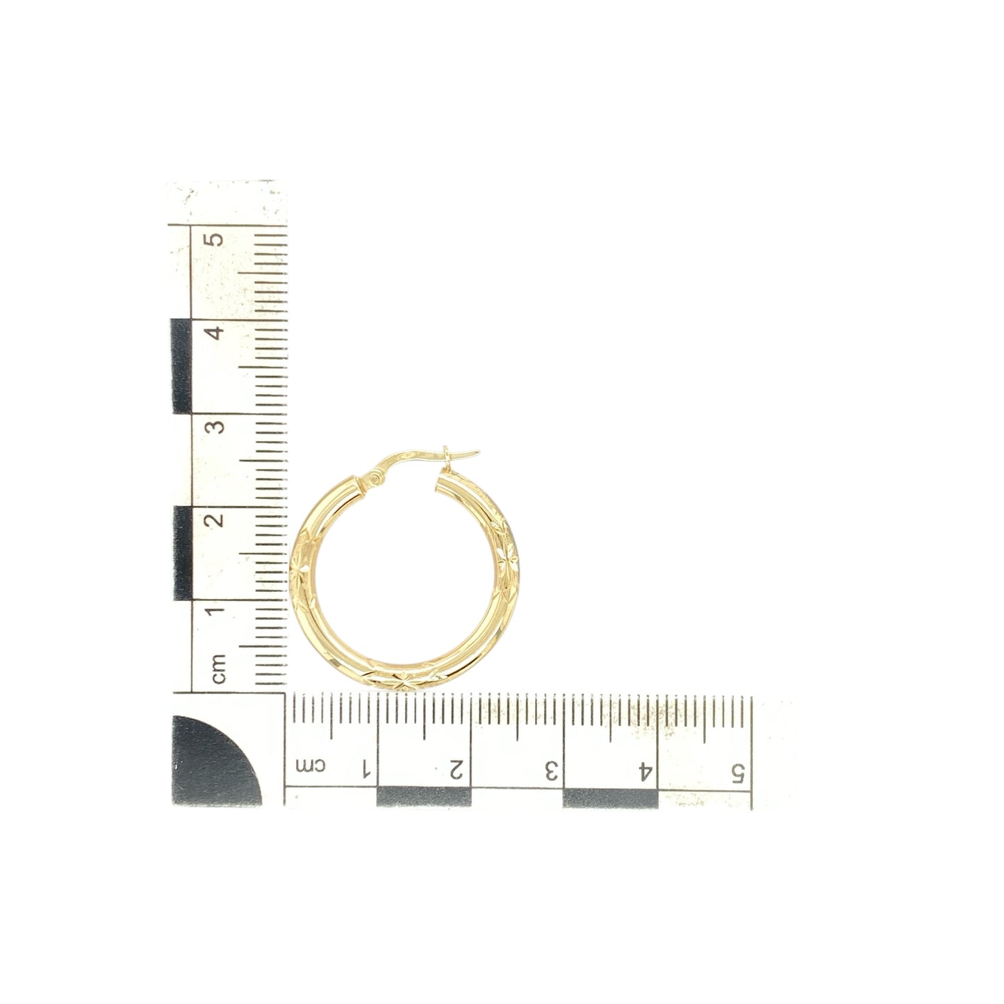 9ct Gold Patterned Hoop Creole Earrings
