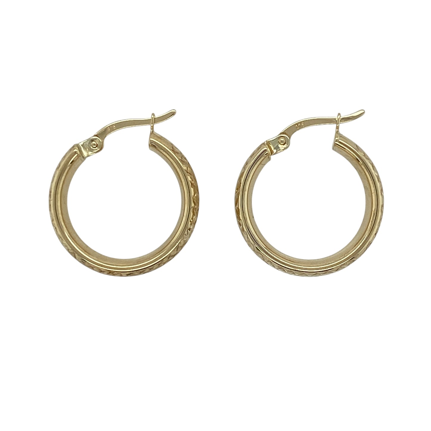 9ct Gold Textured Hoop Creole Earrings