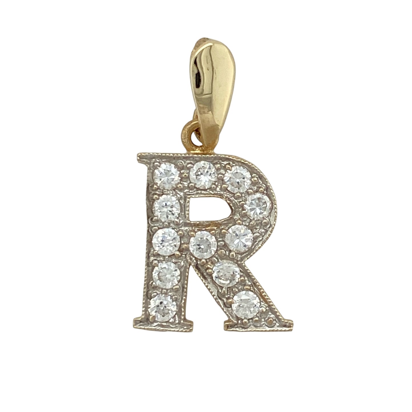 9ct Gold & Cubic Zirconia Set Initial 'R' Pendant