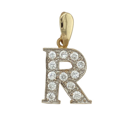 9ct Gold & Cubic Zirconia Set Initial 'R' Pendant