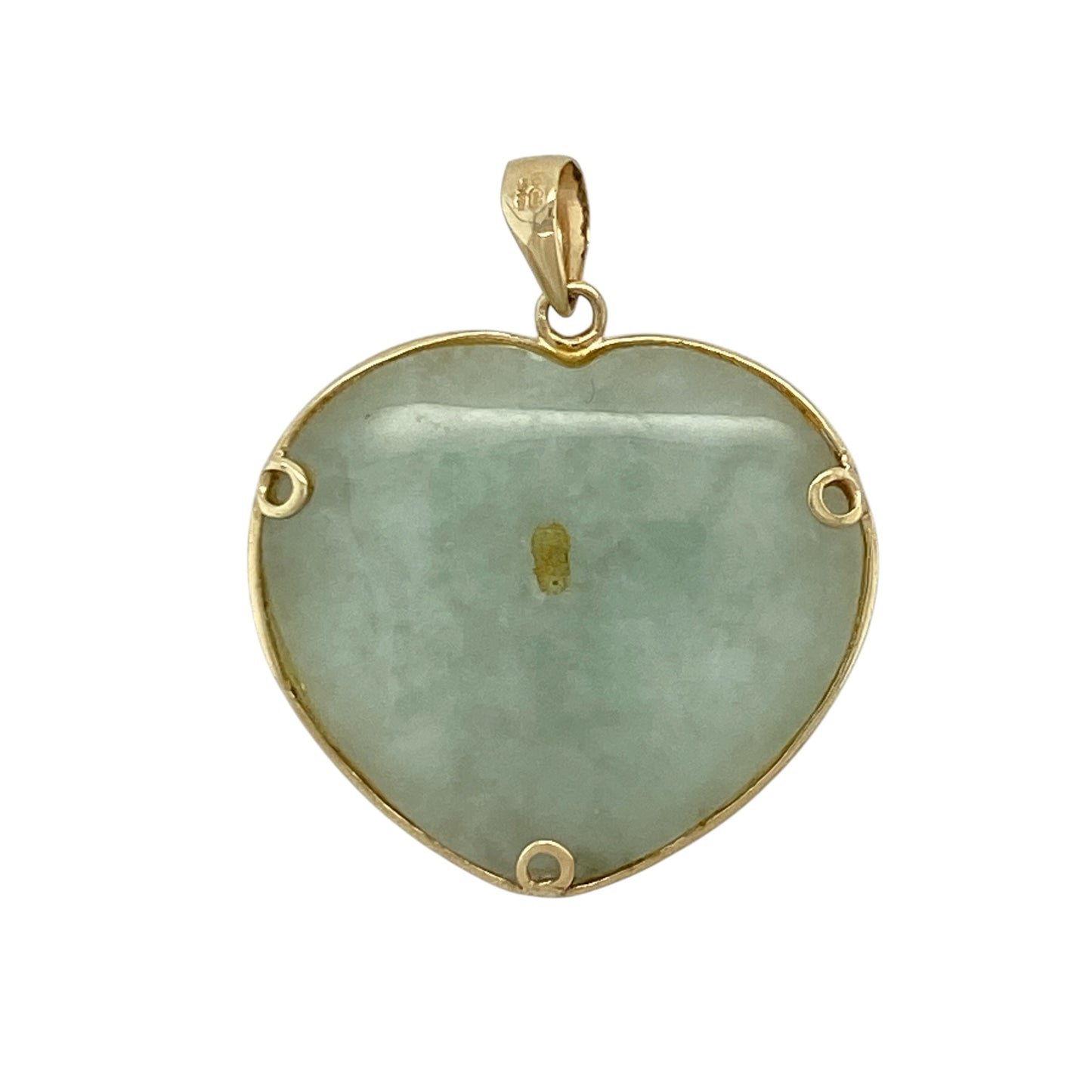 Add a bold and meaningful piece to your jewellery collection with this pre-owned 9ct yellow gold jade oriental patterned heart pendant, combining rich colour with intricate design—perfect for everyday wear or as a standout gift.

Design: The pendant features a heart-shaped design with an oriental-inspired patterned jade centre, creating a distinctive and eye-catching look with cultural influence.