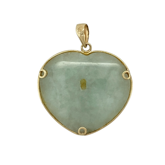 Add a bold and meaningful piece to your jewellery collection with this pre-owned 9ct yellow gold jade oriental patterned heart pendant, combining rich colour with intricate design—perfect for everyday wear or as a standout gift.

Design: The pendant features a heart-shaped design with an oriental-inspired patterned jade centre, creating a distinctive and eye-catching look with cultural influence.