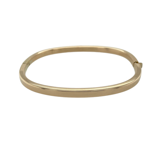 9ct Gold Plain Squared Hinged Bangle
