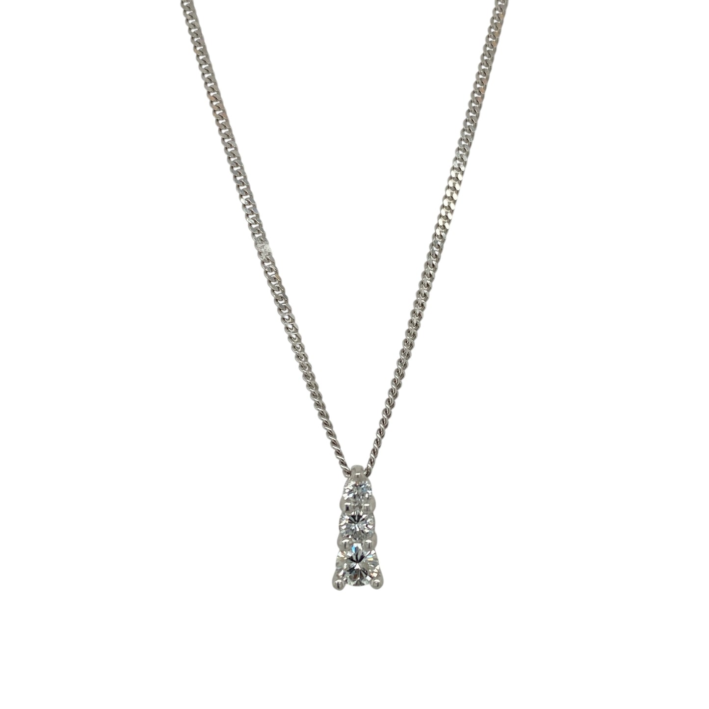 9ct White Gold & Moissanite Set Trilogy 16" Necklace