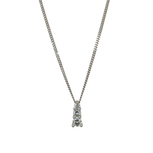 9ct White Gold & Moissanite Set Trilogy 16" Necklace